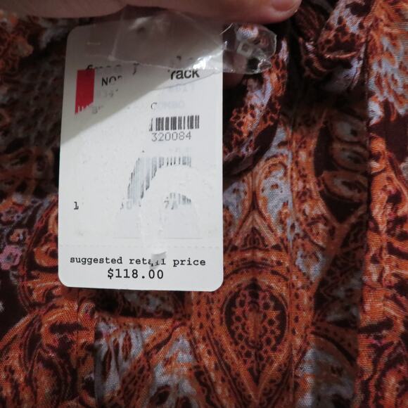 Free People Womens Sz XS Burgundy Red High Neck Cut Out Long Sleeve Tunic Top - Picture 9 of 9